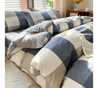 Ensemble de Housse de Couette à Carreaux Vert Herbe, Ensemble de literie à Carreaux de Buffle Multicolore, Ensemble de Housse de Couette en Coton à Carreaux Simple, Doux et Respirant, 100% Coton