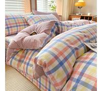 Ensemble de Housse de Couette à Carreaux Vert Herbe, Ensemble de literie à Carreaux de Buffle Multicolore, Ensemble de Housse de Couette en Coton à Carreaux Simple, Doux et Respirant, 100% Coton