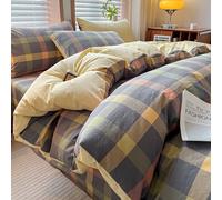 Ensemble de Housse de Couette à Carreaux Vert Herbe, Ensemble de literie à Carreaux de Buffle Multicolore, Ensemble de Housse de Couette en Coton à Carreaux Simple, Doux et Respirant, 100% Coton