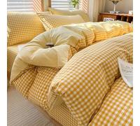 Ensemble de Housse de Couette à Carreaux Vert Herbe, Ensemble de literie à Carreaux de Buffle Multicolore, Ensemble de Housse de Couette en Coton à Carreaux Simple, Doux et Respirant, 100% Coton