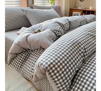 Ensemble de Housse de Couette à Carreaux Vert Herbe, Ensemble de literie à Carreaux de Buffle Multicolore, Ensemble de Housse de Couette en Coton à Carreaux Simple, Doux et Respirant, 100% Coton