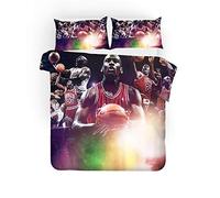 Ensemble De Housse De Couette Basketball Michael Jordan Ensemble De Literie pour Enfants, Taille Unique, Dessin Animé Multicolore, Enfants Garçons Et Filles (140x200cm(1.2MBed),Tournage)