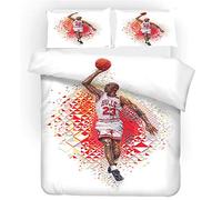 Ensemble De Housse De Couette Basketball Michael Jordan Ensemble De Literie pour Enfants, Taille Unique, Dessin Animé Multicolore, Enfants Garçons Et Filles (220x240cm(1.8M/2MBed),Héros)