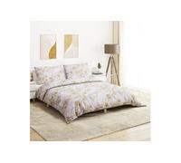 vidaXL Ensemble de housse de couette blanc et marron 240x220 cm coton