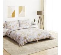 vidaXL Ensemble de housse de couette blanc et marron 240x220 cm coton