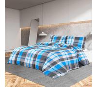 Ensemble de Housse de Couette Bleu et Gris 155x220 cm Coton Literie vidaXL
