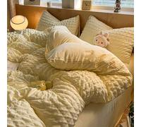 Ensemble de Housse de Couette Confortable à Rayures en Coton lavé, Ensemble de literie en Seersucker Ultra-Doux, Ensemble de Housse de Couette à Carreaux Double Face, avec Fermeture à glissière et