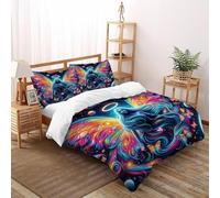 Ensemble De Housse De Couette Déesse Papillon pour Enfants Garçons Filles Dessin Art Imprimé Parure De Lit en Microfibre Douce 3 Pièces Super King（260x220cm）