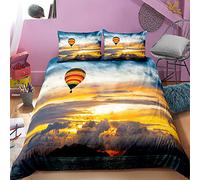 Ensemble De Housse De Couette Doux, Anti-acariens 80% Microfibre + 20% Coton Aventure En Montgolfière Literie (Montgolfière 06,140x200cm(1.2MBed))