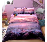 Ensemble De Housse De Couette Doux, Anti-acariens 80% Microfibre + 20% Coton Aventure En Montgolfière Literie (Montgolfière 01,220x240cm(1.8M/2MBed))