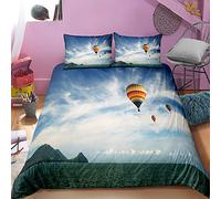 Ensemble De Housse De Couette Doux, Anti-acariens 80% Microfibre + 20% Coton Aventure En Montgolfière Literie (Montgolfière 04,140x200cm(1.2MBed))