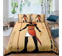 Ensemble de Housse de Couette égyptienne Antique Ensemble de literie Symbole égyptien Vintage Pharaon Pyramide Boho Tribal Polyester Housse de Couette taie d'oreiller 2/3 pièces Reine