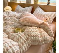 Ensemble de housse de couette en coton lavé à carreaux gris et blancs, ensemble de literie en seersucker doux quatre pièces, ensemble de housse de couette à carreaux double face, housse de couette