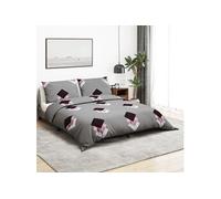 Ensemble de housse de couette Gris 140x200 cm Coton