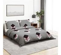 Ensemble de Housse de Couette Literie Parure de Lit Gris 200x200 cm Coton vidaXL