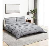 vidaXL Parure de lit housse de couette avec taie d'oreiller Coton Gris 155x220 cm