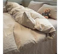 Ensemble de housse de couette gris vintage, ensemble de literie de couleur unie 100 % coton lavé, doux et confortable au toucher comme le lin, élégant et léger, ensemble de literie de maison trois