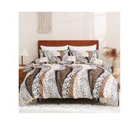 Ensemble de housse de couette Housse de couette réversible léopard avec 1/2 taies d'oreiller, 2/3 pièces, ensemble literie luxe abstrait doux toutes saisons Ensemble de literie(US Queen(229x229cm))