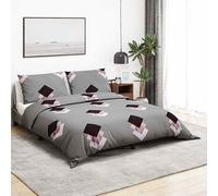 Ensemble de Housse de Couette Literie Parure de Lit Gris 200x200 cm Coton vidaXL