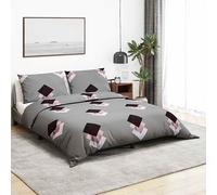Ensemble de Housse de Couette Literie Parure de Lit Gris 200x200 cm Coton vidaXL