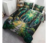 Ensemble de Housse de Couette Mystical Forest Walkway, literie Premium avec des Coussins en Oreiller, Durable et Confortable pour Un Look de Chambre Fantastique inspiré de la Nature 140x200cm