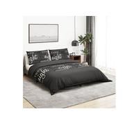 Ensemble de housse de couette Noir 155x220 cm Coton