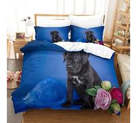 Ensemble de housse de couette noir ensemble de literie pour chien Cane Corso animaux mignons ensemble de housse de literie en microfibre housse de couette avec 2 taies d'oreiller fermeture éclair 3 pi