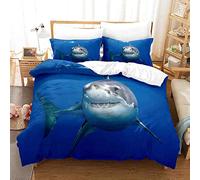 Ensemble de Housse de Couette Requin 3D Requin sautant de l'océan Grande Bouche Ouverte Ensemble de literie Double Double Reine Roi Housse de Couette en Polyester