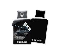 Ensemble de Housse de Couette Simple et Taie d'Oreiller Phosphorescente World of Tanks - Housse de couette et taie d'oreiller en coton 100% - Housse de couette réversible pour enfants, filles, garçons