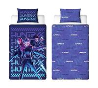 Ensemble de housse de couette simple sous licence officielle K Pop Demon Hunters | Motif Huntrix Power | Literie réversible à deux faces avec taie d'oreiller assortie | Idéal pour une chambre d'enfant