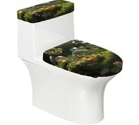 Ensemble de housse de couvercle de toilette élastique, doux, lisse, tendance, décoration durable, avec des bulles exquises dans la forêt
