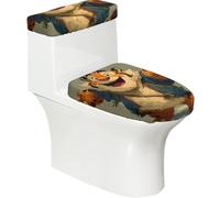 Ensemble de housse de couvercle de toilette élastique, doux, lisse, tendance, décoration durable, avec imprimé tigre heureux exquis