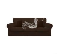 Ensemble de housses de canapé 3 places en polyester résistant à l'eau et tissu extensible pour un ajustement sûr Comprend une housse de canapé, 3 housses de siège et 2 housses de jeté (curry foncé)