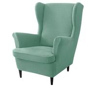 Ensemble De Housses De Chaise à Oreilles Et De Pouf Extensibles, 3 Pièces, Protecteur De Meubles élastique En élasthanne Antidérapant, Housses De Fauteuil Pour Le Sa(Size:Chaise+Pouf,Color:Vert clair)