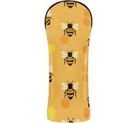 Ensemble de housses de club de golf avec étiquettes interchangeables pour bois de parcours et bois de parcours, nid d'abeille, motif sans couture, joli insecte jaune noir