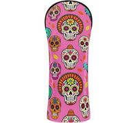 Ensemble de housses de golf en cuir de qualité supérieure avec étiquettes numérotées pour conducteur/bois de parcours/hybride Dia De Los Muertos Day of The Dead Cartoon