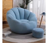 Ensemble de housses de pouf avec repose-pieds et oreiller sans rembourrage, pour adultes, enfants et adolescents - Meuble de salon confortable bleu ciel