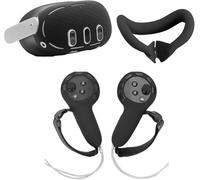 Ensemble de housses de protection en silicone compatibles avec Meta Quest 3, coque avant + masque facial de réalité virtuelle + accessoires de rechange pour manette tactile (blanc)