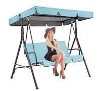 Ensemble de housses de rechange pour balancelle d'extérieur, housse de rechange pour balancelle et chaise pour balancelle de jardin, bleu ciel, 195 x 125 x 15 cm