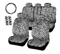 Ensemble de housses de siège de voiture en peluche blanche zèbre courte, housse de volant, épaulière, housse de siège de voiture pour Bmw Toyota Rav4 2015