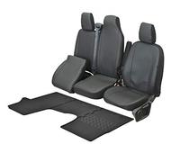 Ensemble de housses de siège en cuir synthétique VIP et tapis de sol en caoutchouc parfaitement ajustés - Compatibles avec Renault Trafic à partir de 2014 - 1 set