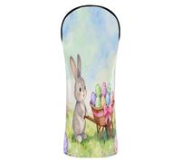 Ensemble de housses de tête de golf Happy Easter Bunny Easter Garden en cuir PU avec étiquettes numérotées pour conducteurs de golf hybrides pour homme