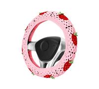 Ensemble de Housses de Volant en Crochet, Jolie Housse de Volant de Voiture bohème de 35,6 à 38,1 cm, Motif carré Rose Fraise Grand-mère, Accessoires de Voiture pour Femme (Housse de Roue)