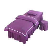 Ensemble de housses pour lit d’esthétique Ensemble de 4 draps lit doux for la peau, jupe, taie d'oreiller, couette, massage, spa(Purple,190X70)