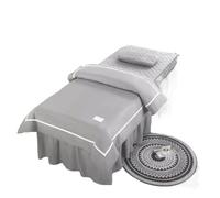 Ensemble de housses pour lit d’esthétique Ensemble de 4 draps lit doux for la peau, jupe, taie d'oreiller, couette, massage, spa(Gray 1,190X70)