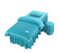 Ensemble de housses pour lit d’esthétique Ensemble de 4 draps lit doux for la peau, jupe, taie d'oreiller, couette, massage, spa(Sky blue,190X80)