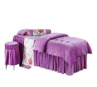 Ensemble de housses pour lit d’esthétique Ensembles de literie for Salon beauté, Massage, Spa, housse lit, jupe, drap, couette, avec insert, 4 pièces(Purple,190x75)