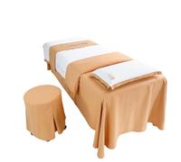 Ensemble de housses pour lit d’esthétique Parure de lit 4 pièces for salon beauté, couvre-lit, jupe, taie d'oreiller, for massage et spa(Orange,4pcs190x80)