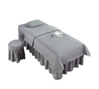 Ensemble de housses pour lit d’esthétique Parure de lit 4 pièces for salon beauté, massage, spa, couvre-lit, taie d'oreiller, tabouret, couette, club(Grey,185x70)