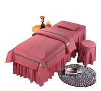 Ensemble de housses pour lit d’esthétique Parure de lit 4 pièces for salon beauté, massage, spa, jupe, taie d'oreiller, tabouret(Pink,180x70)